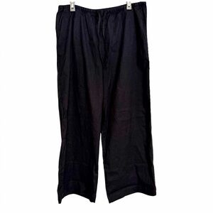Athleta Paradise Mid Rise Wide Leg Linen Blend Pants Black Women's Size Large